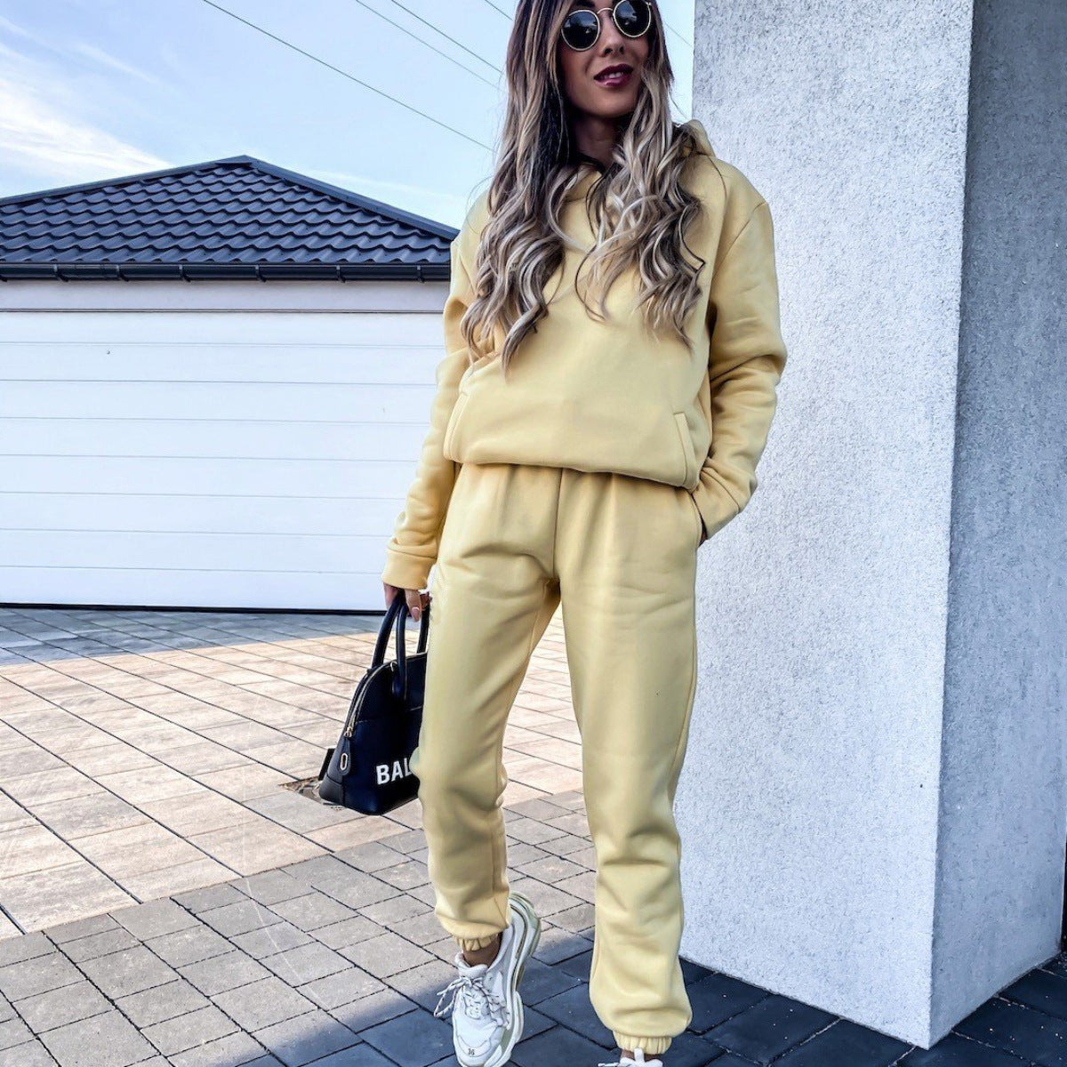 Cotton Blended Hooded Sweater Suit