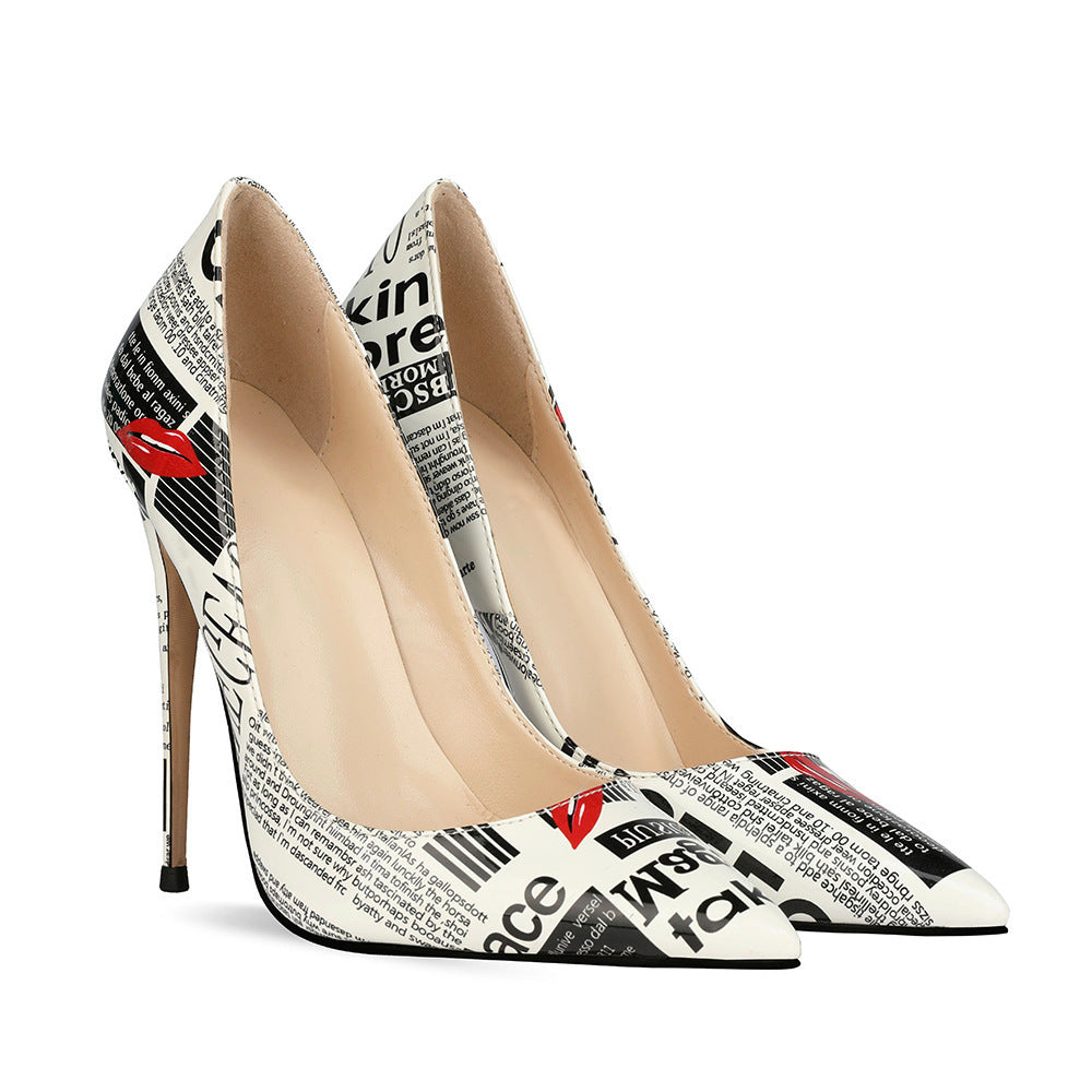 Graffiti Pointed Toe Stiletto Heels