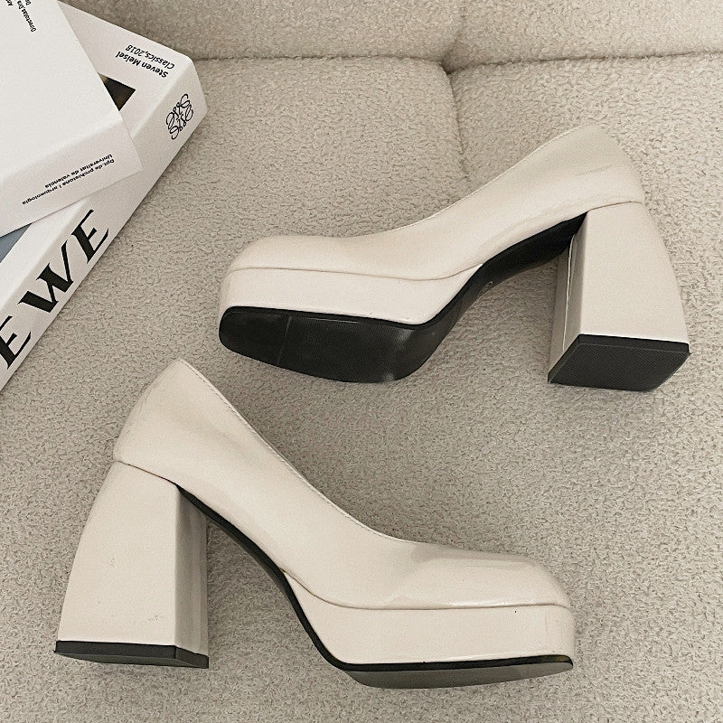 Square Toe Platform Block Heel