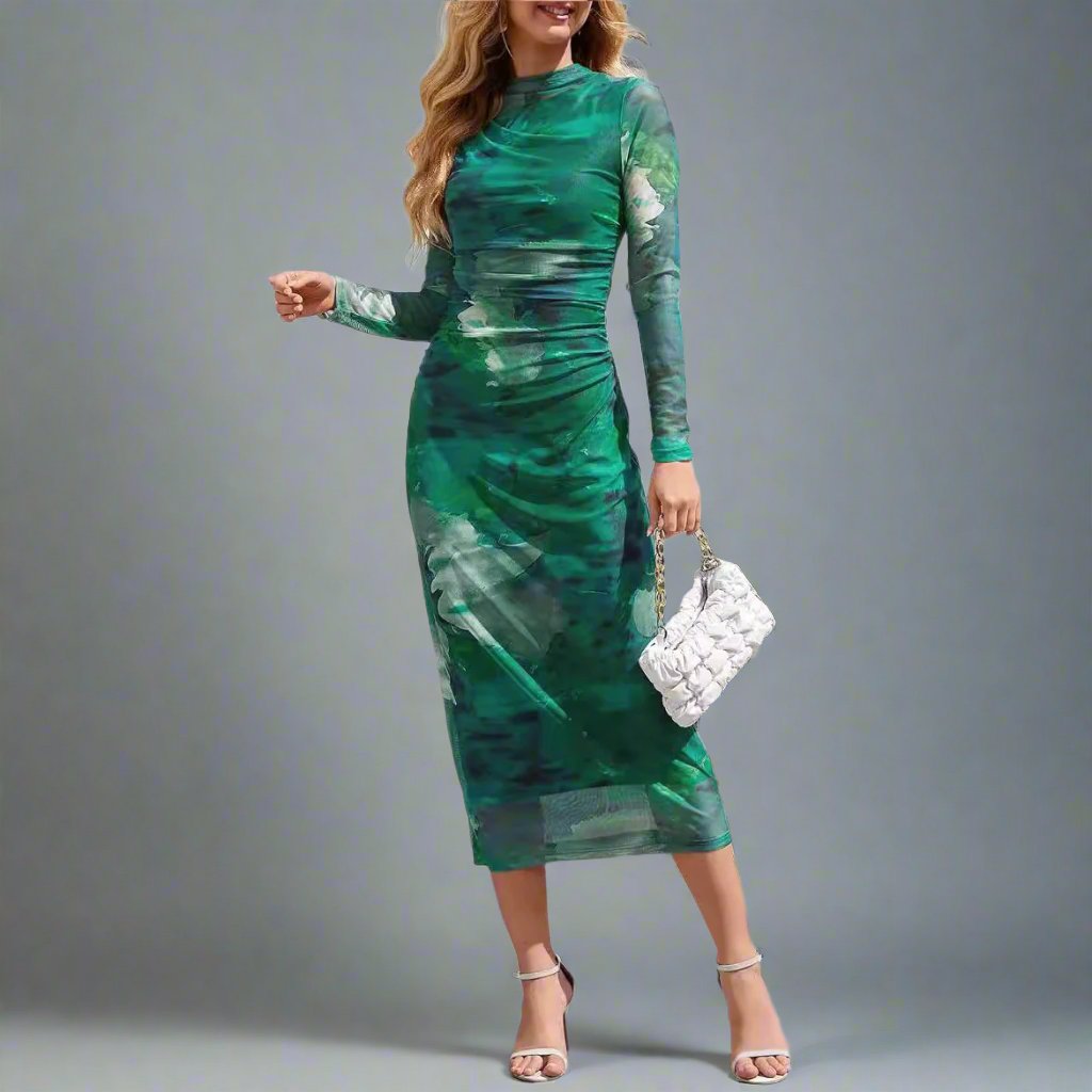 Green Pleated Dress