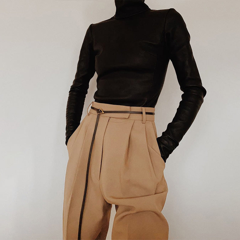 Khaki Wide Leg Trousers