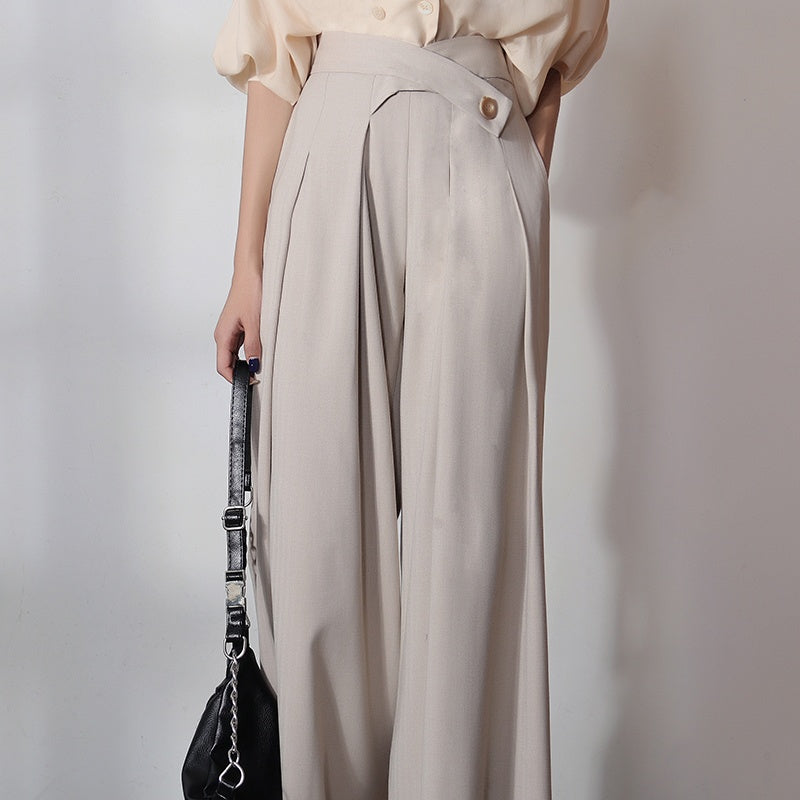 Beige Wide Leg Pants