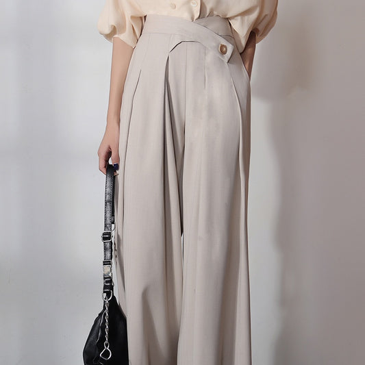 Beige Wide Leg Pants