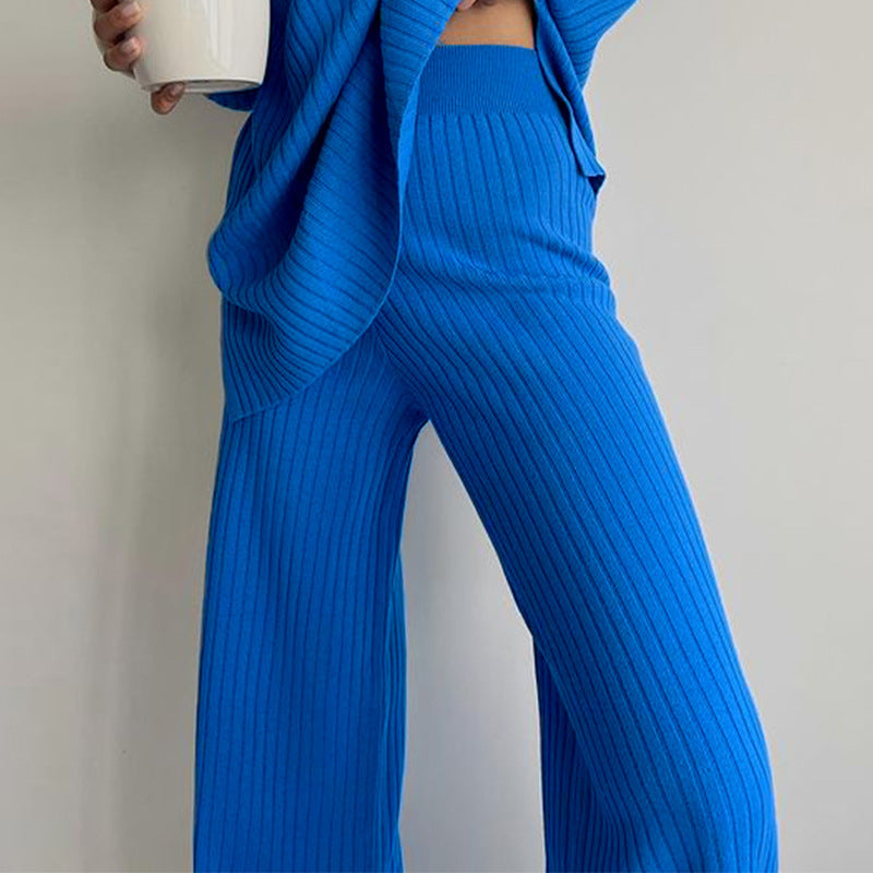 High Neck Long Sleeve Knit Suit