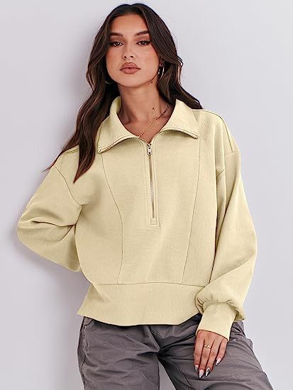 Half Zipper Pullover Long Sleeve Sweater