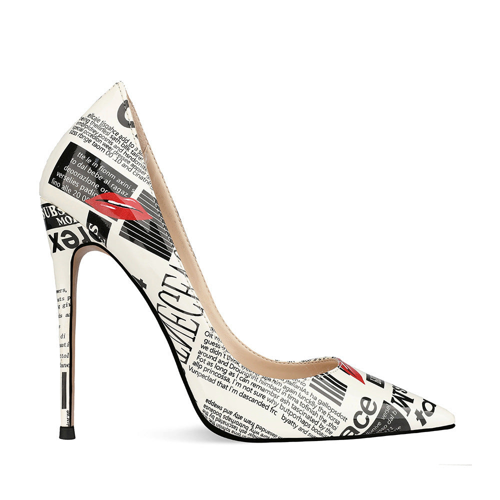 Graffiti Pointed Toe Stiletto Heels