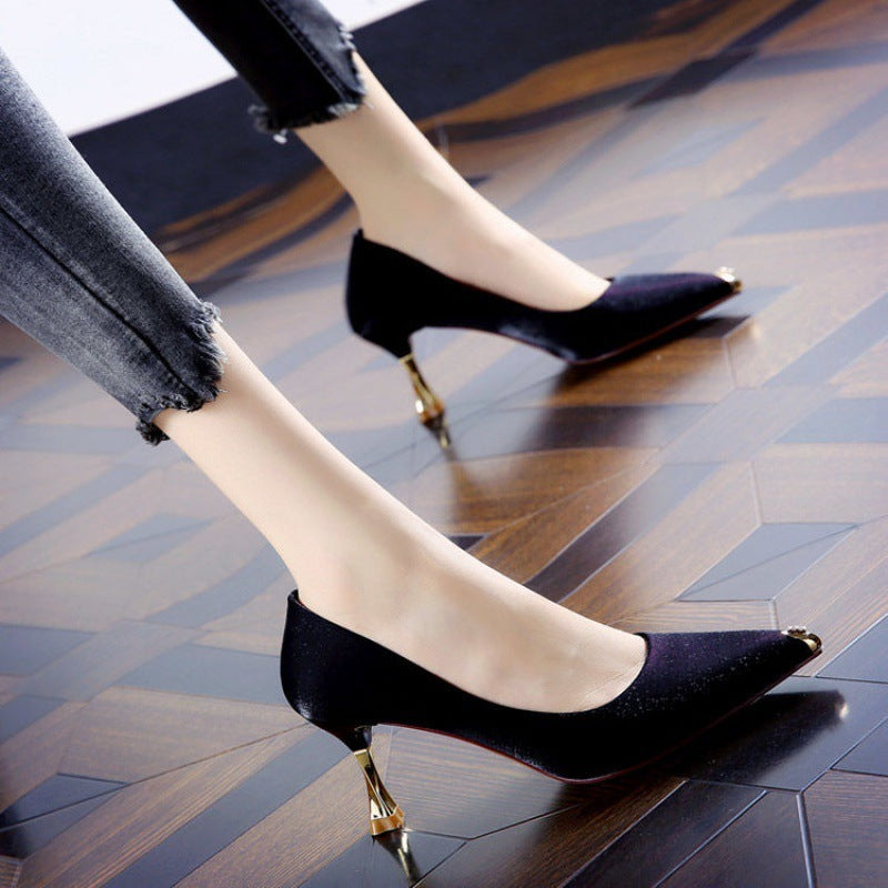 Pointed Satin High Heels