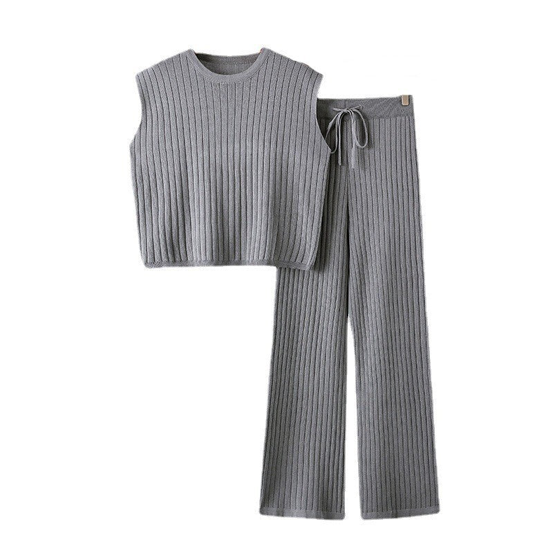 Knit Ribbed Short Sleeve Top and Pants