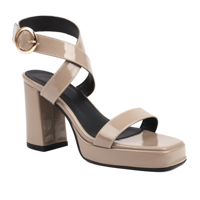 Cross Strap Block Heel