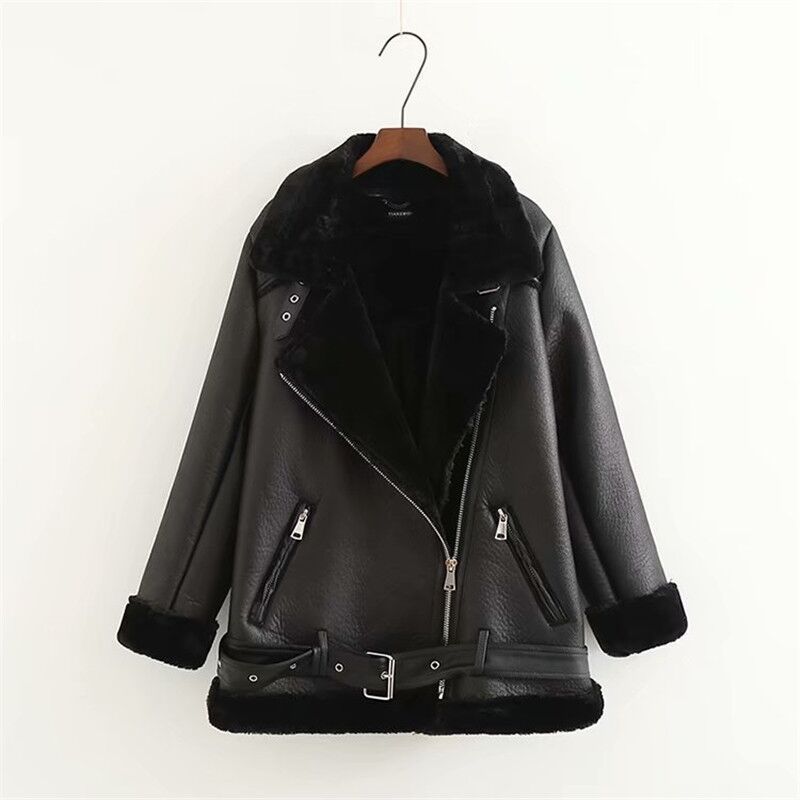 Long-Sleeve Leather Jacket