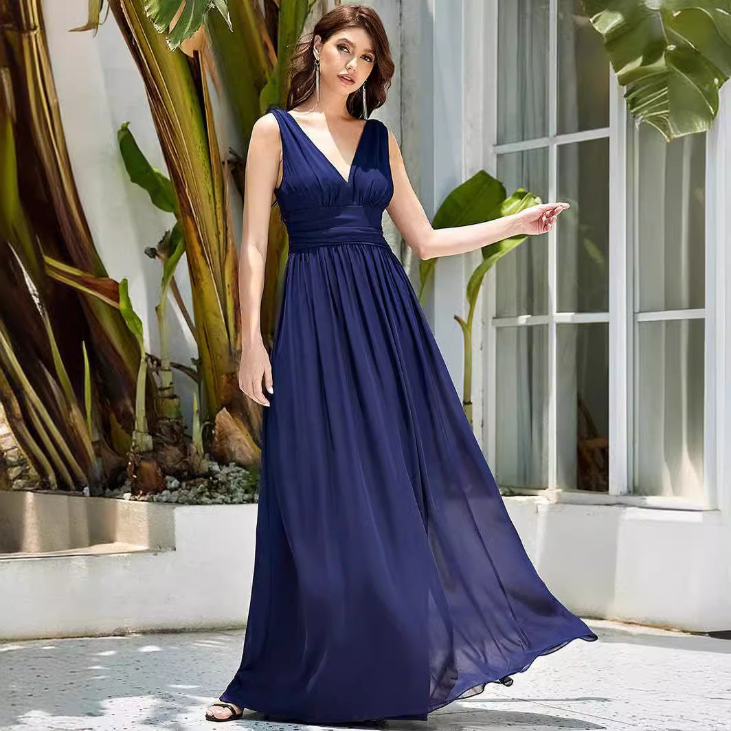 Deep V-neck High Waist Dress