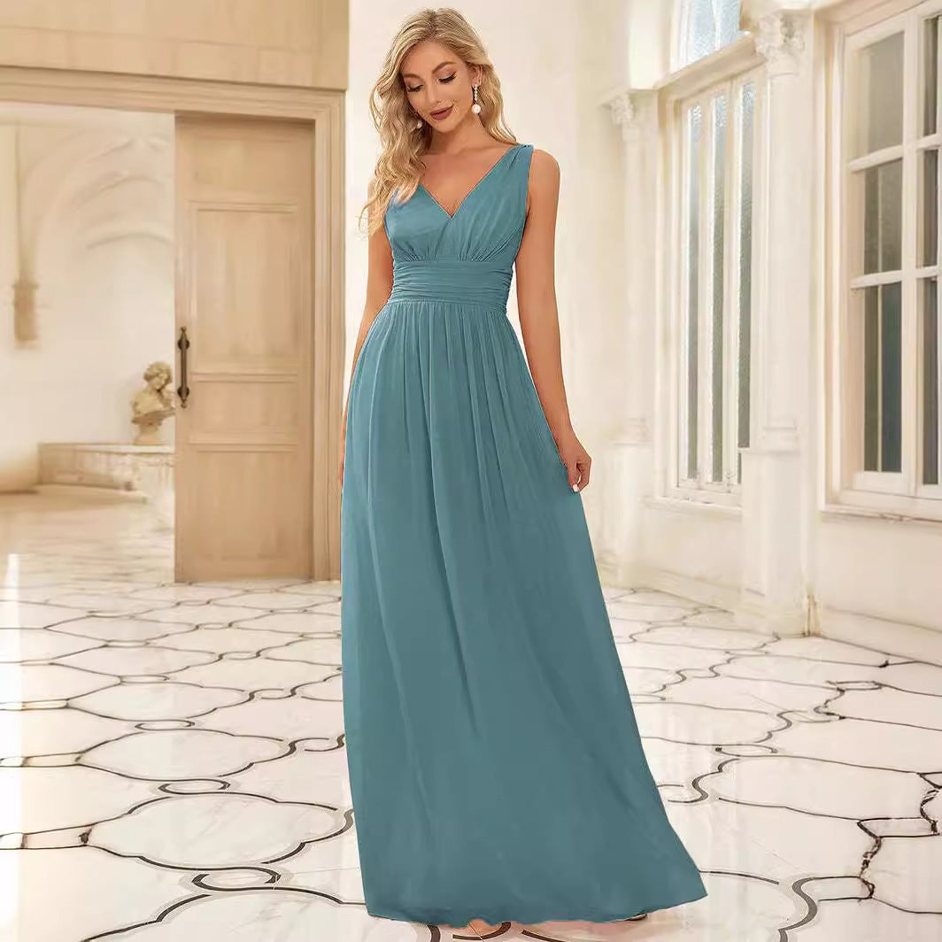 Deep V-neck High Waist Dress