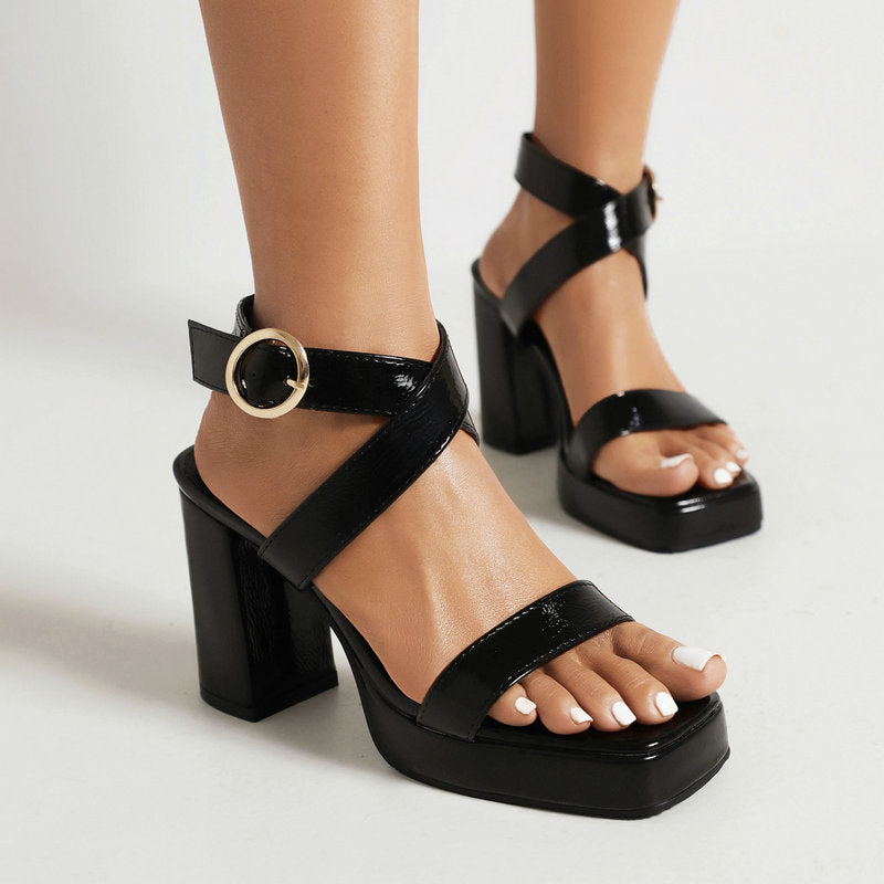 Cross Strap Block Heel