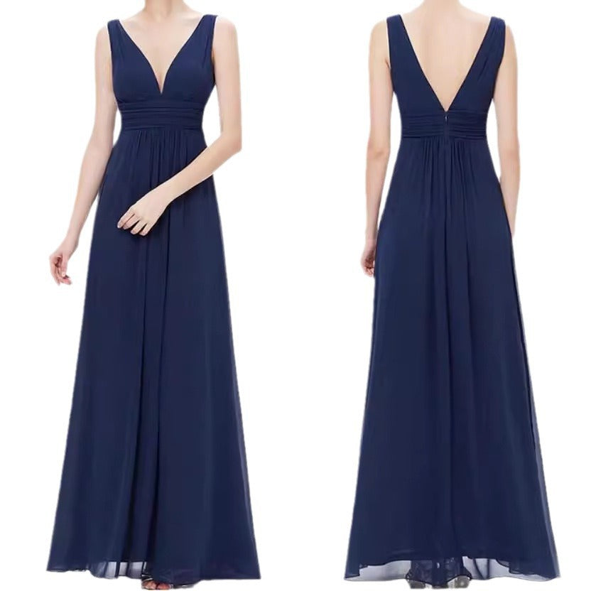 Deep V-neck High Waist Dress