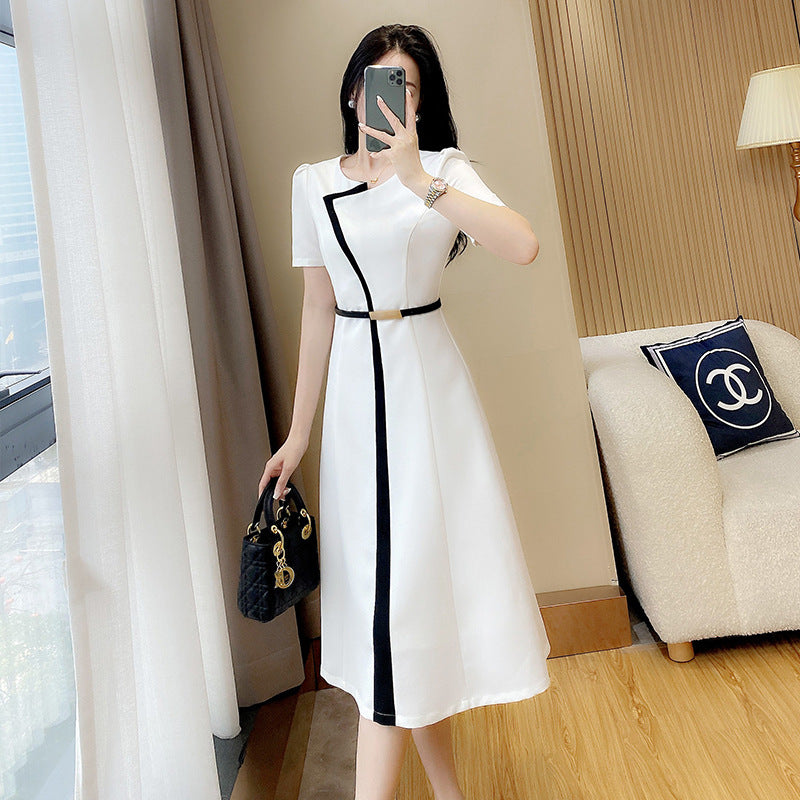 Black and White Mid-length Dress