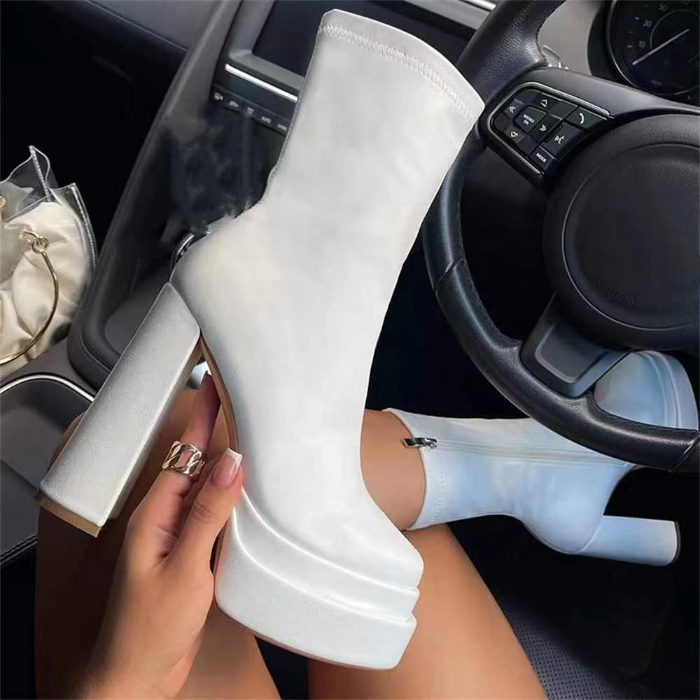 Waterproof Super High Chunky Heel Boots