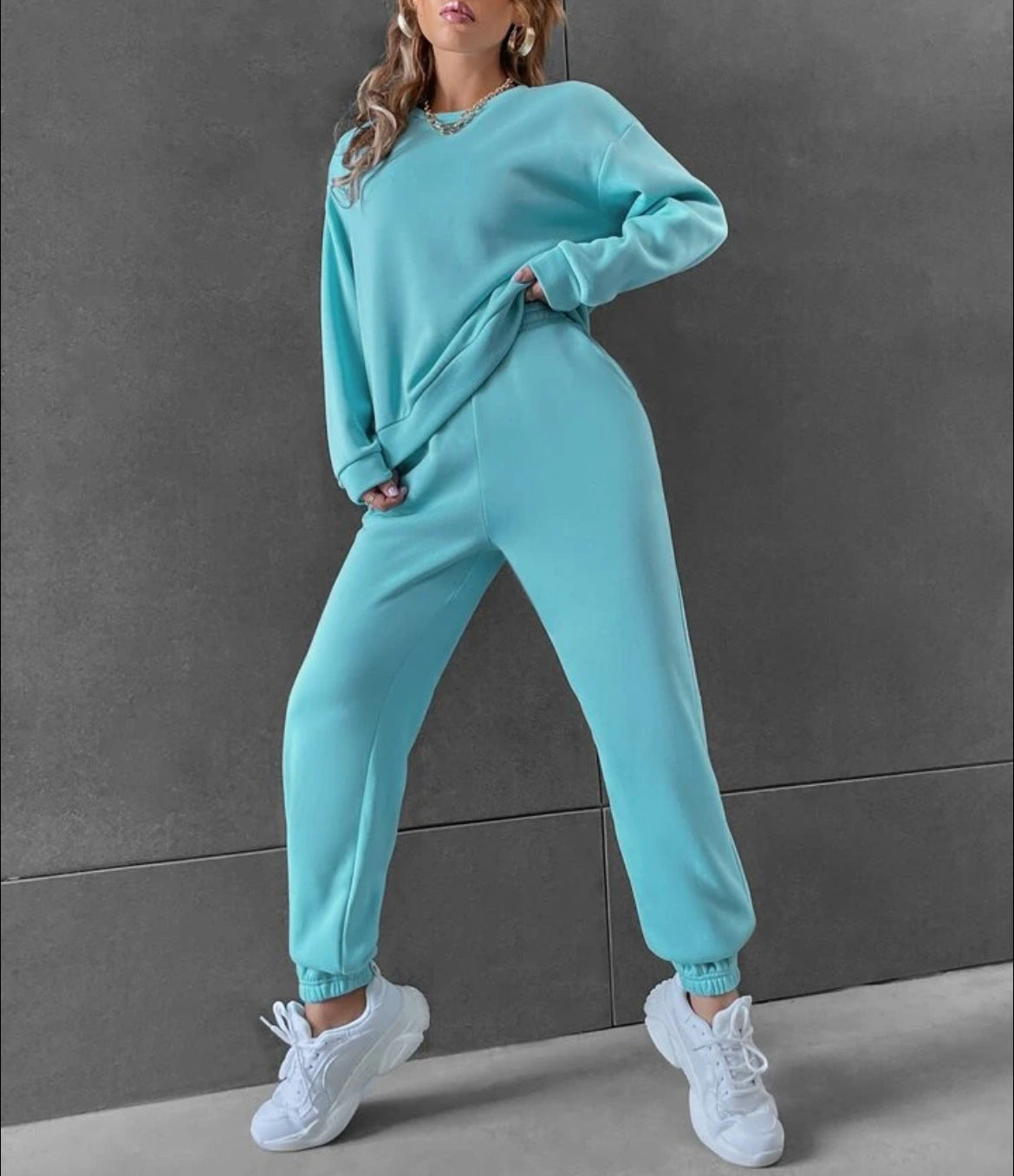 Long Sleeve Crew Neck Sports Sweater Suit