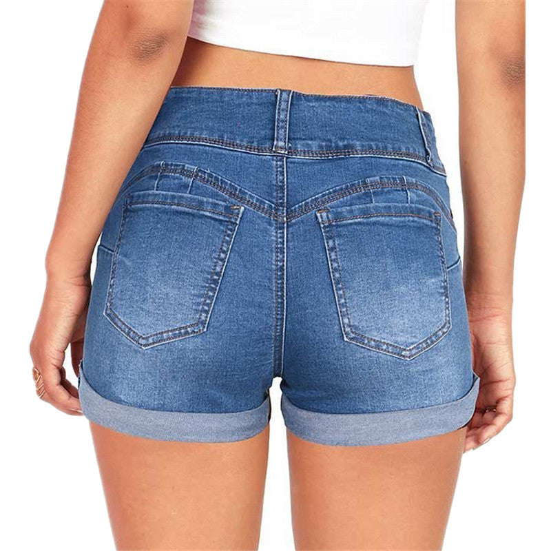 Waist-tight Denim Shorts