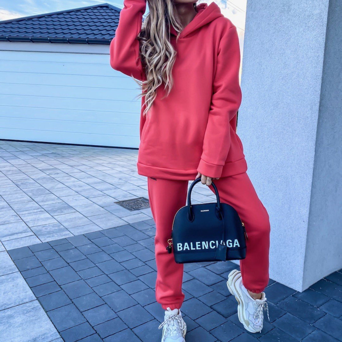 Cotton Blended Hooded Sweater Suit