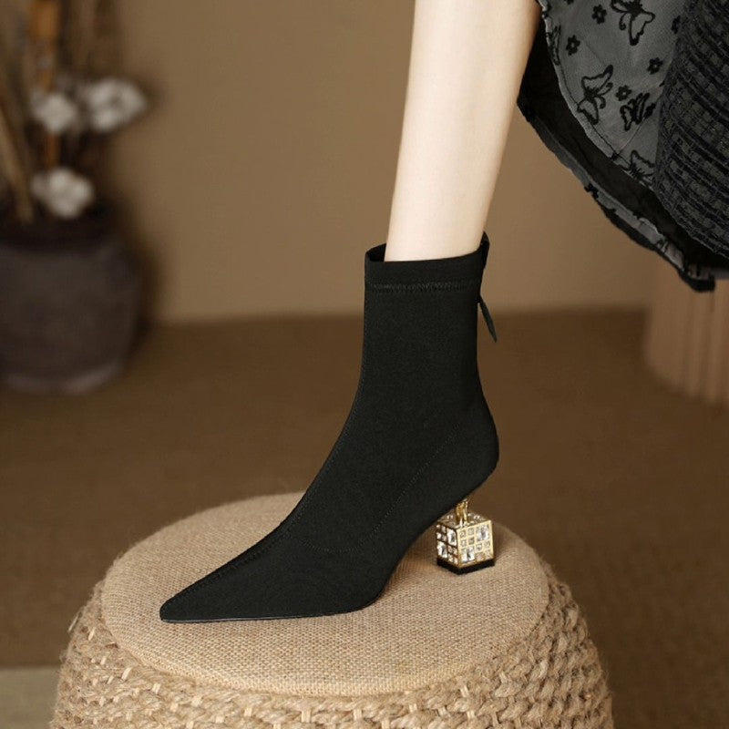 Black Boot With Crystals