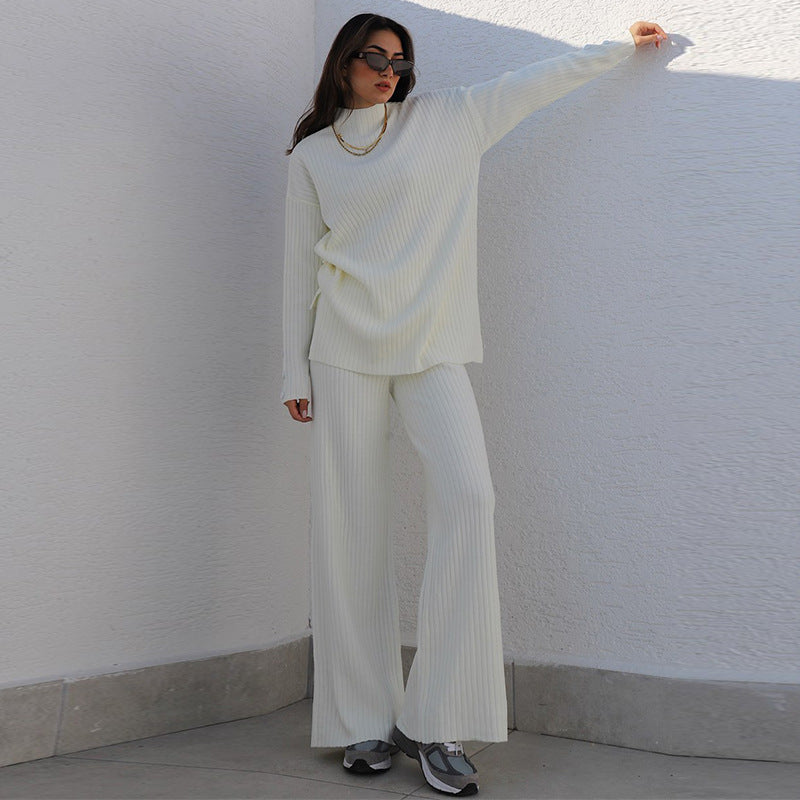 High Neck Long Sleeve Knit Suit