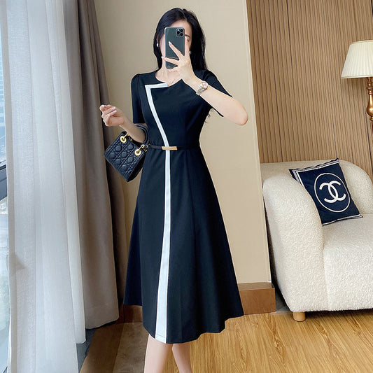 Black and White Mid-length Dress