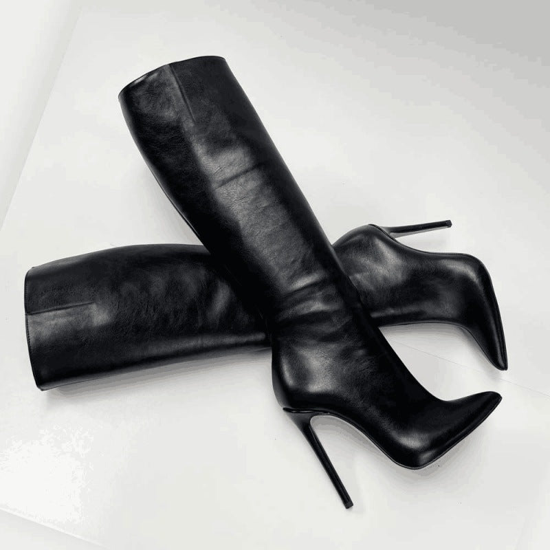 Pointed Toe Stiletto Heel High Leg Boot