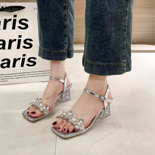 Rhinestone Strap High Heels