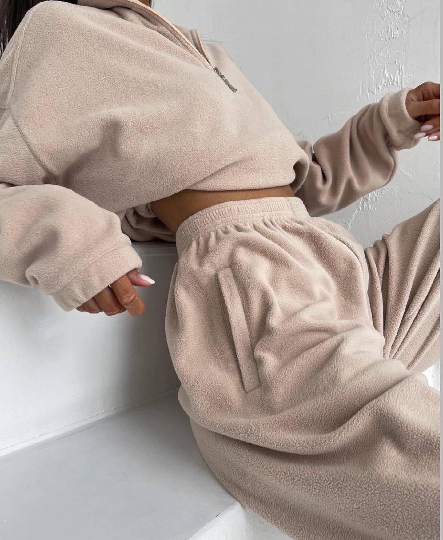 High Collar Fleece Sweater Suit