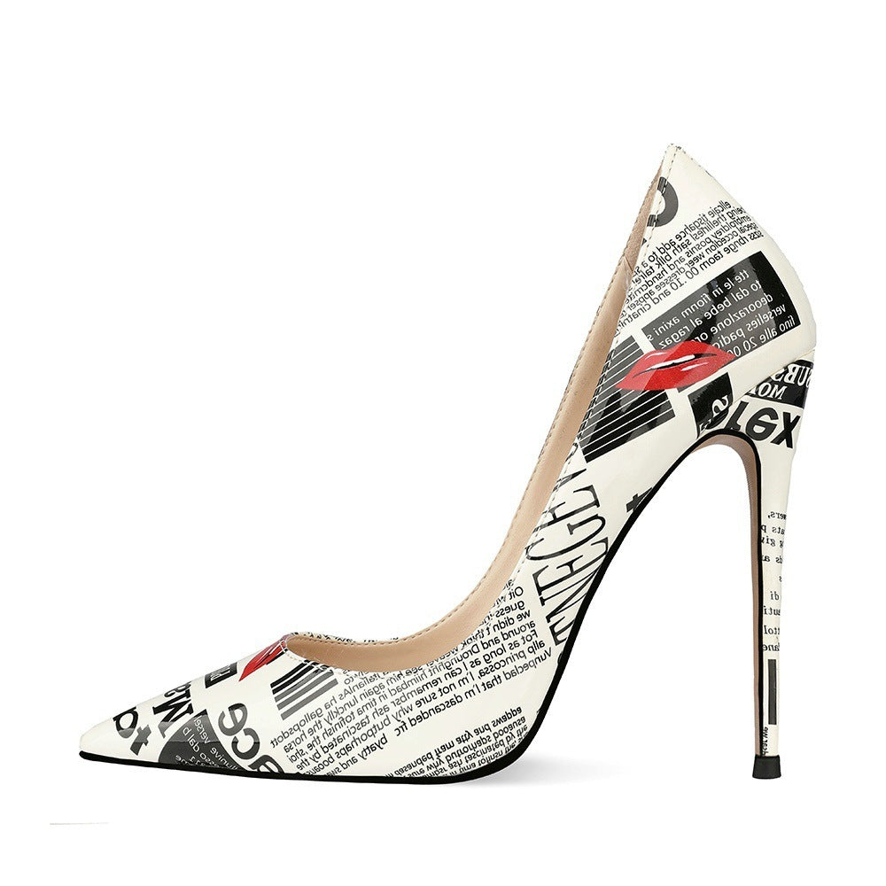 Graffiti Pointed Toe Stiletto Heels