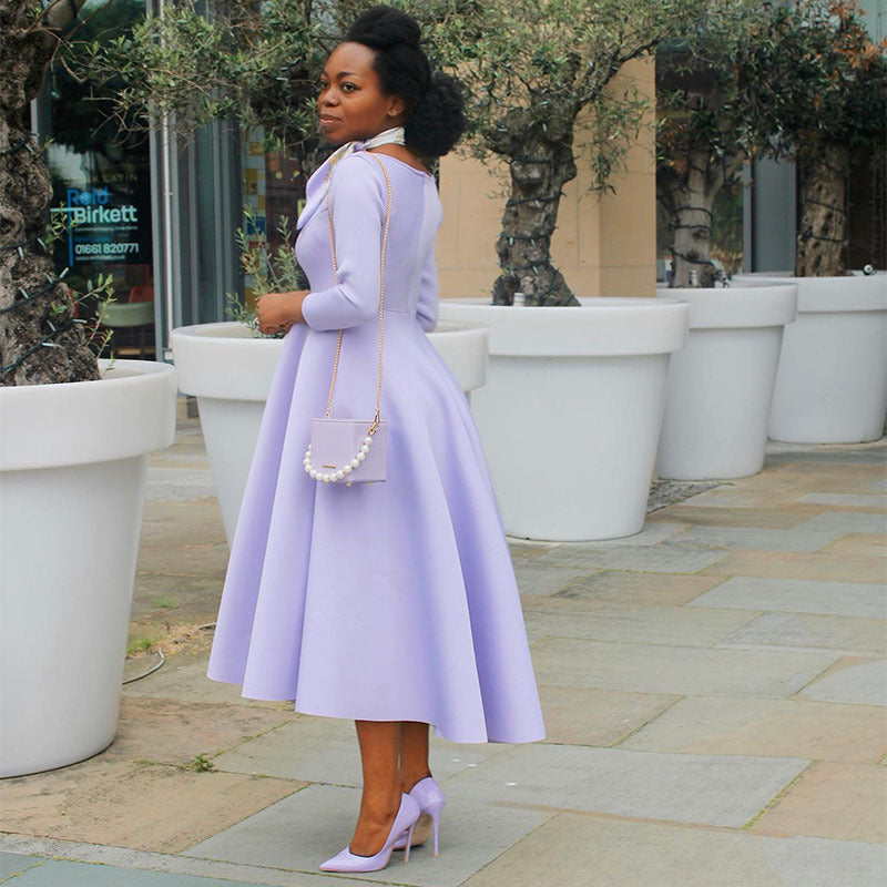 Purple Flare Midi Dress