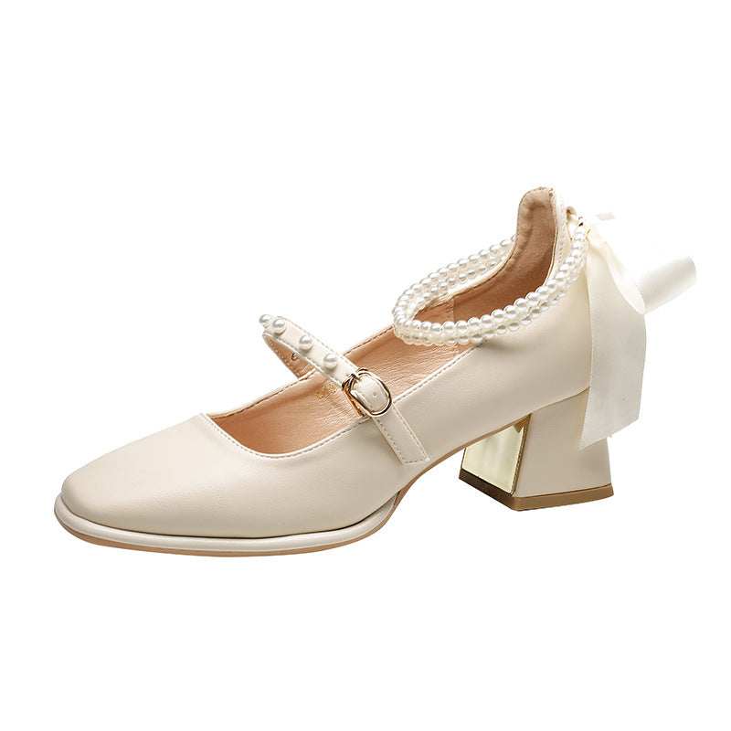 Chunky pearl high heels