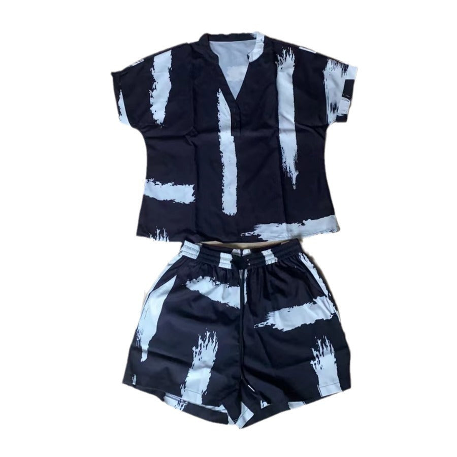 Brush Pattern Top And Shorts