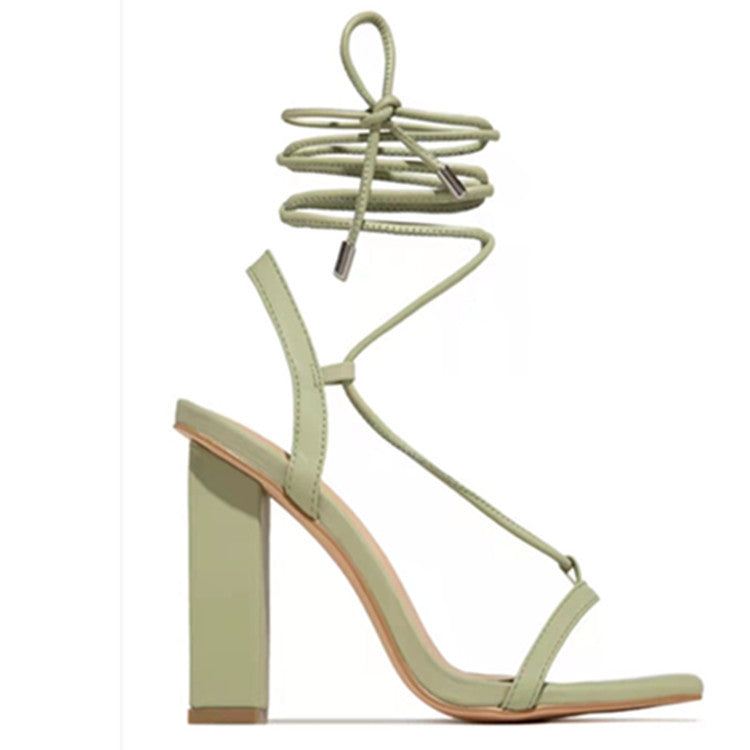 Square Toe Lace-Up Heel