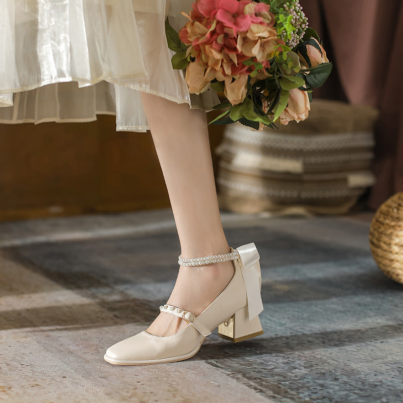 Chunky pearl high heels