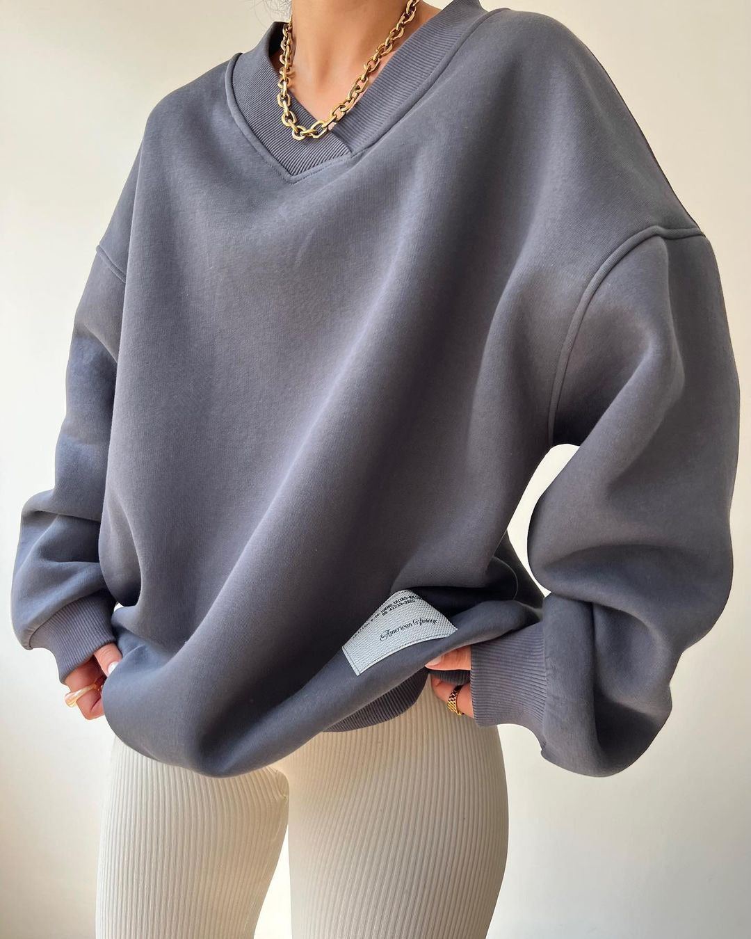 V-neck Long Sleeve Loose Sweater