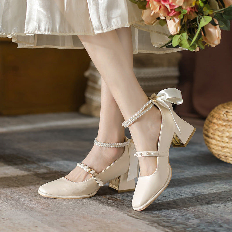 Chunky pearl high heels