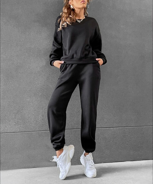 Long Sleeve Crew Neck Sports Sweater Suit